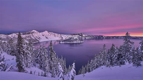 Crater Lake, Lake, Nature, Snow, Winter 4k, HD Wallpaper | Rare Gallery