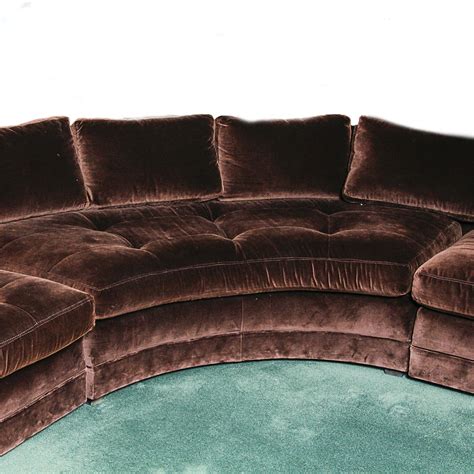 Chocolate Brown Velvet Upholstered Sectional Sofa : EBTH