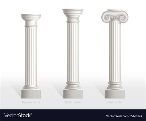 Antique columns set tuscan doric ionic order Vector Image