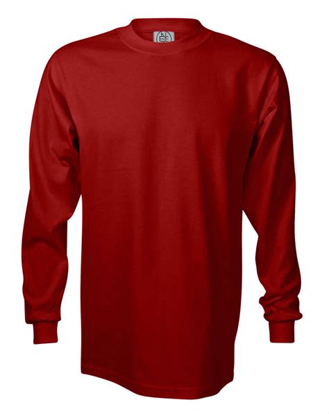 RED PREMIUM HEAVYWEIGHT LONG SLEEVE T-SHIRT - Enkalda.com