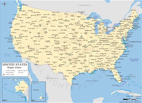 Political Map Of Usa With Major Cities - United States Map