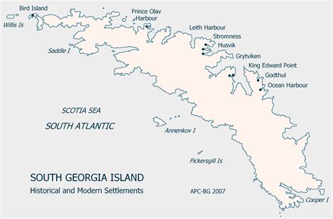 South Georgia Island Settlement Map - South Georgia and South Sandwich ...