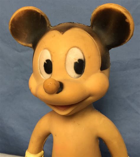 Vintage Mickey Mouse Rubber Squeak Toy, Sun Rubber, Co