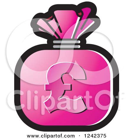 Clipart of a Pink Money Bag with a Pound Currency Symbol - Royalty Free ...