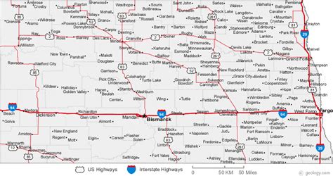 Map of North Dakota Cities - North Dakota Road Map