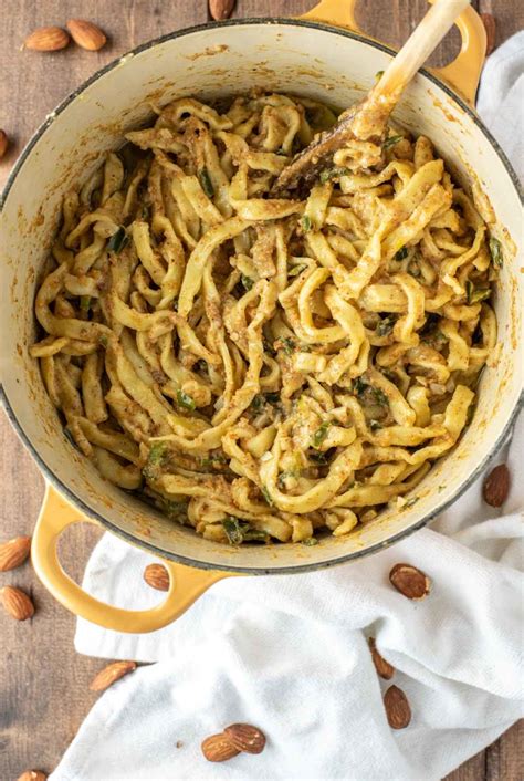 Almond Pesto Fettuccine with Jalapeño Recipe - Chisel & Fork