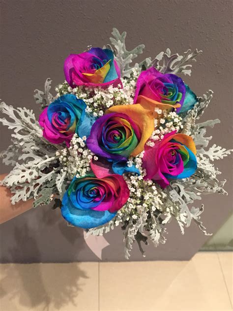 9 Rainbow Rose Bouquet | The Vine Florist