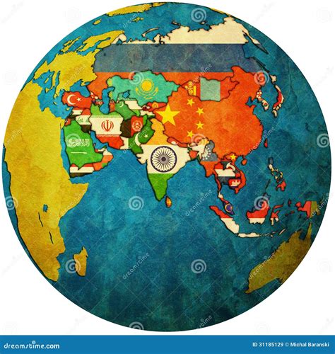 Political Map Of Asia On Globe Map Stock Illustration - Illustration: 31185129