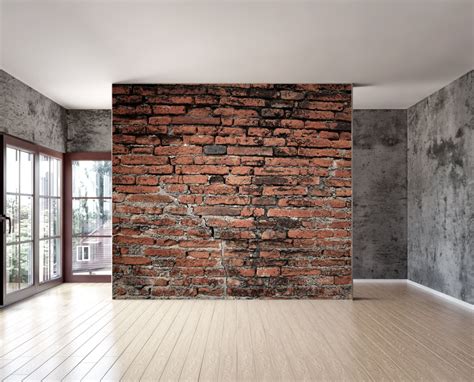 Distressed Brick Wall Mural / 1Wall Giant White Brick Effect Wall Mural ...