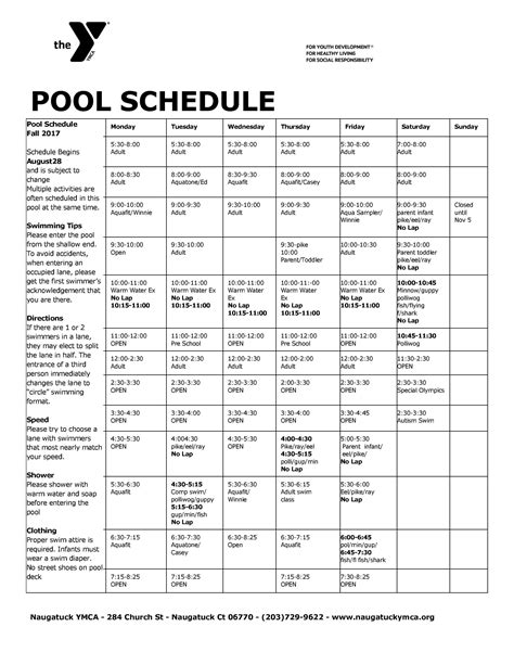 Pool Schedule Jan 2018 – NAUGATUCK YMCA