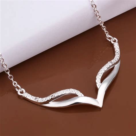 wholesale fine silver plated necklace fashion jewelry chain rhinestone necklaces & pendants ...