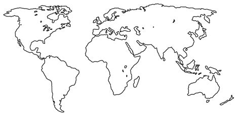 Free Printable Blank Outline Map of World [PNG & PDF]