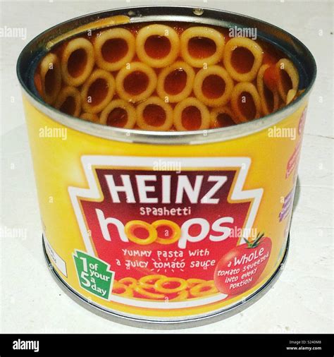 Heinz spaghetti hoops stuck to the side Stock Photo - Alamy