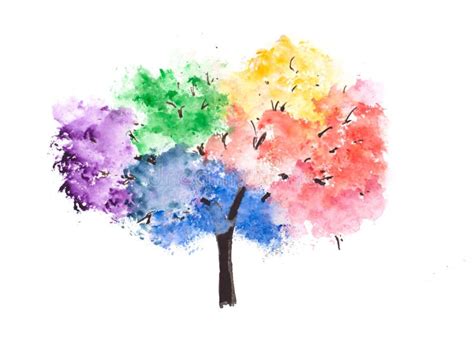 Rainbow tree on white stock illustration. Illustration of healthy - 77749914