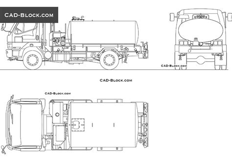 Tanker Truck CAD block, download 2D CAD model