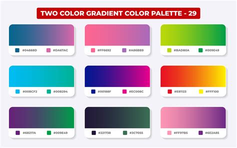 Gradient color palette with color codes in RGB or HEX, Catalog, Trendy ...