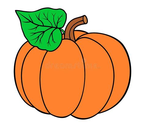 Cartoon Pumpkin with Leaf. Squash Vector Illustration Isolated on White ...