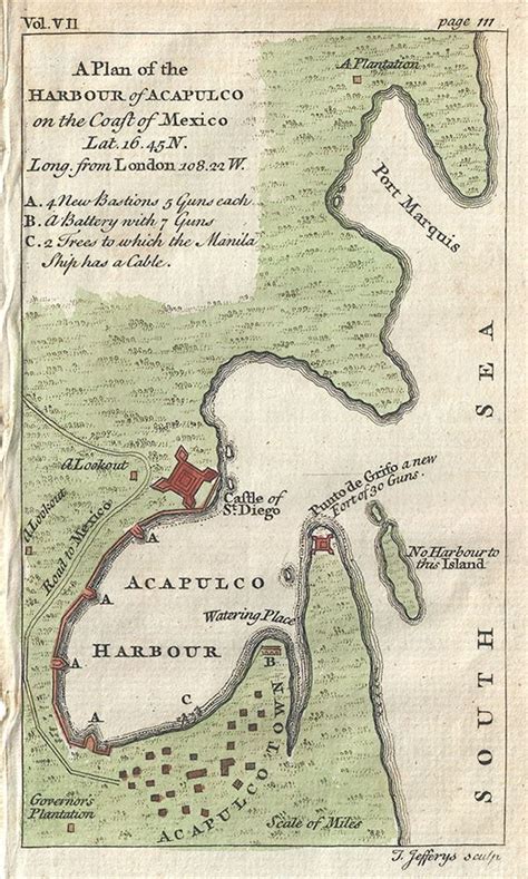 A Plan of the Harbour of Acapulco on the Coast of Mexico.: Geographicus Rare Antique Maps