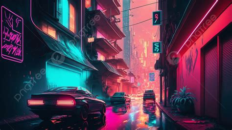 Cyberpunk Neon Street Illustration Background, Cyberpunk, Street ...