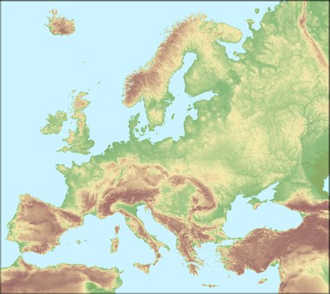 Elevation Map Of Europe - Aloise Marcella