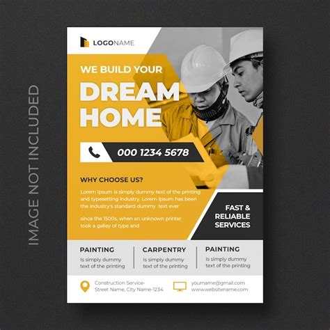 Premium PSD | Construction flyer template design