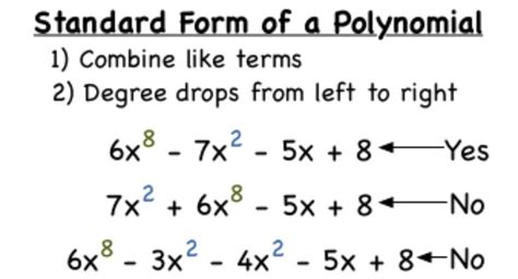 Standard form of a polynomial | Standard form, Standard form worksheet, Polynomials