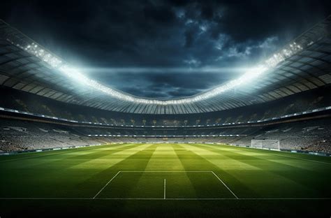 Premium AI Image | Photo of a soccer stadium at night with stadium light