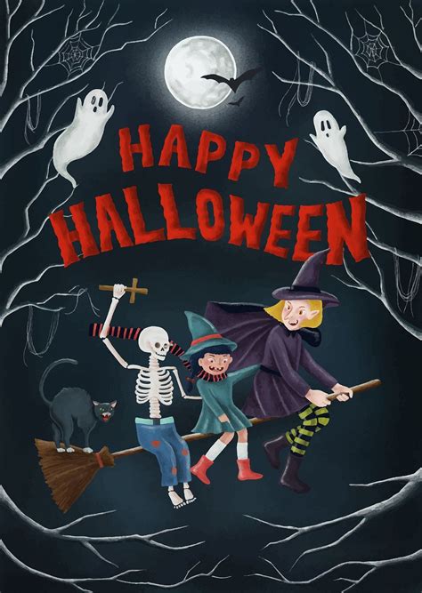 Happy Halloween with skeleton and | Premium Vector Illustration - rawpixel