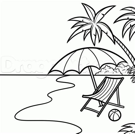 Beach Umbrella Coloring Page - Printable Coloring Sheets for Kids