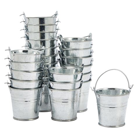 24 Pack Mini Metal Buckets with Handles for Party Favors, Small ...