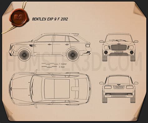 Bentley EXP 9 F 2012 Blueprint - Hum3D