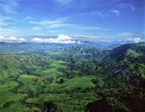 Aerial view of the Highlands, Papua New Guinea stock photo - OFFSET