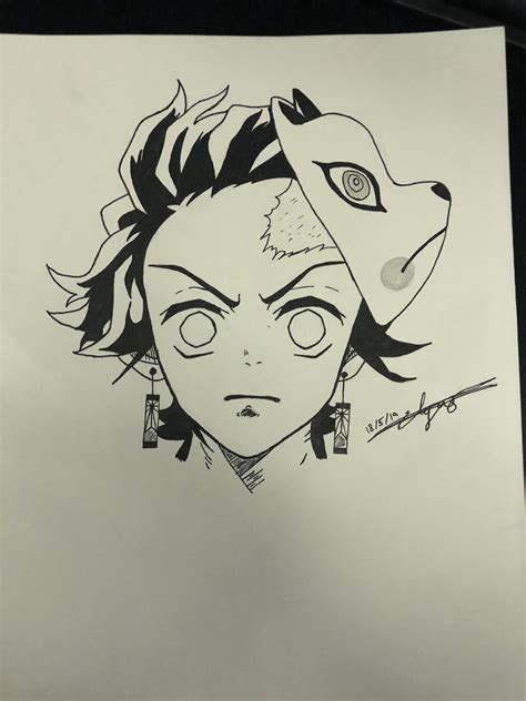 Tanjirou from kimetsu no yaiba(demon slayer)... any tips to improve would be appreciated : r/drawing