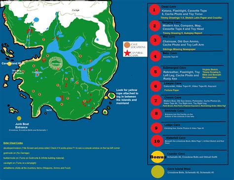 The Forest Map with information for each cave : r/TheForest