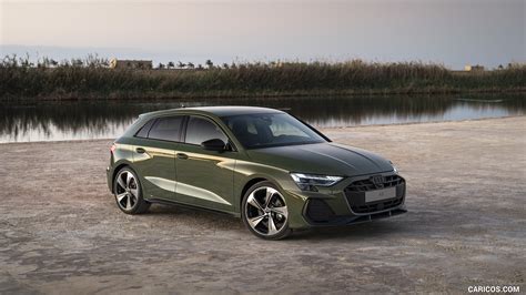 Audi A3 Sportback | 2025MY (Color: District Green Metallic) | Front Three-Quarter