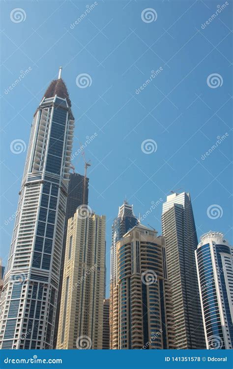 Dubai Marina Skyscrapers, United Arab Emirates Editorial Stock Photo - Image of edifice ...