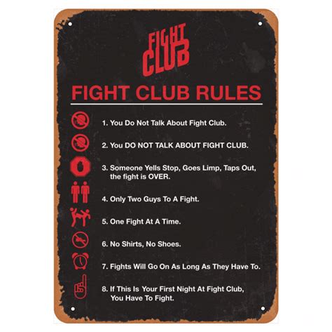 Fight Club Rules Sign - Mancavia