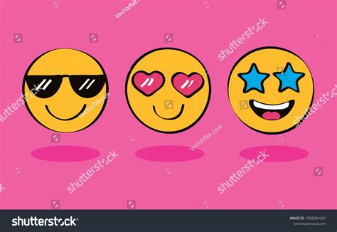 Three Emojis Expressions Faces Icons Stock Vector (Royalty Free) 1982084429