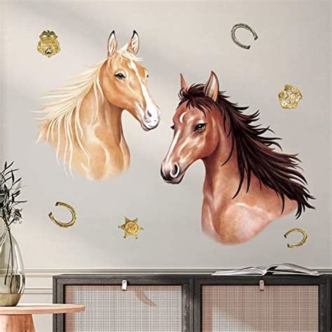 Amazon.com: decalmile White Horse Flower Wall Decals Farm Animal Floral Butterfly Wall Stickers ...