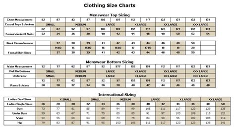 Clothing Size Chart - Official Merchandise