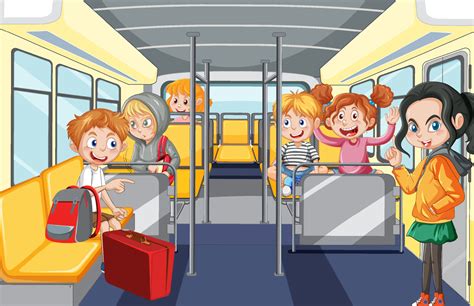 Inside bus with people cartoon 8137766 Vector Art at Vecteezy