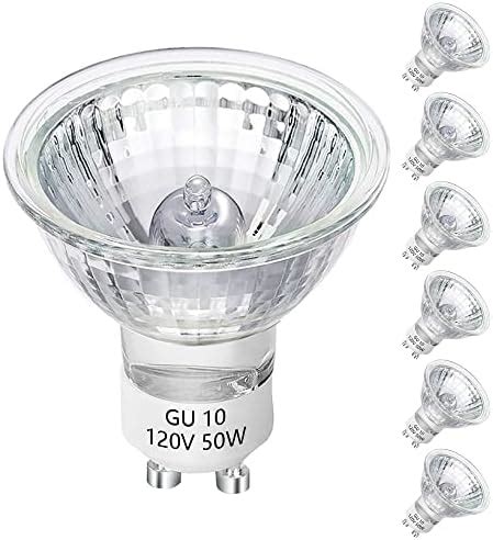 GU10 Halogen Bulb 50W, 120v 2700k Dimmable Warm White Light 6-Pack ...