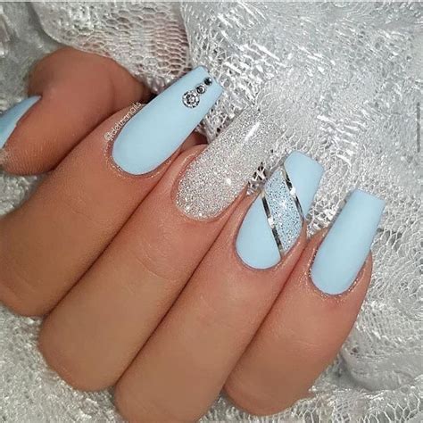 100+ Spring Nail Art Designs for Women 2020 | Blue glitter nails, Blue acrylic nails, Blue gel nails