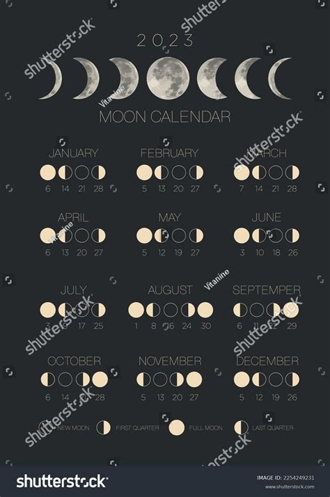 Moon Calendar Vector Moon Calendar 2023 Stock Vector (Royalty Free) 2254249231 | Shutterstock