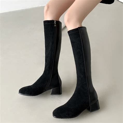 Women’s High Flock Casual Low Heel Autumn Winter Boots – Miggon