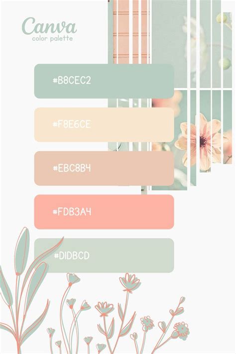 an image of flowers and plants with the words canva color palettes on them