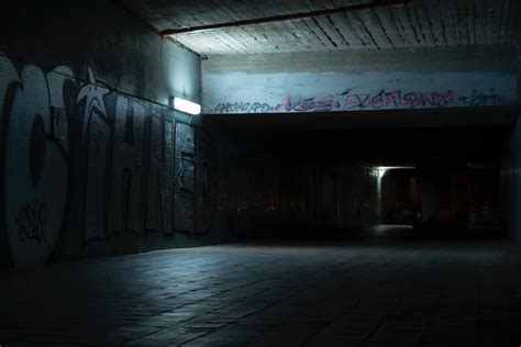 Illuminated Tunnel with Graffiti · Free Stock Photo