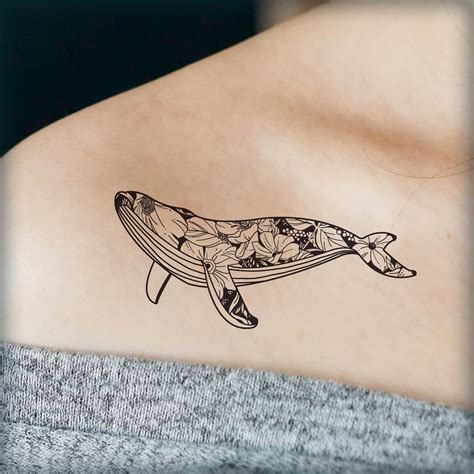 Blue Whale Outline Tattoo