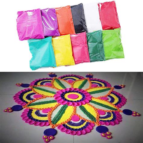 44 Gram Each Pack Design Creativity Diwali Floor Rangoli Art Diwali Rangoli Powder Fluorescent ...