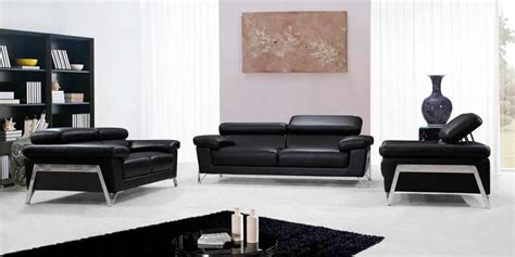 Modern Black Leather sofa set VG724 | Leather Sofas